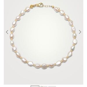 NIALAYA - Women's Pearl Necklace with Gold Accents